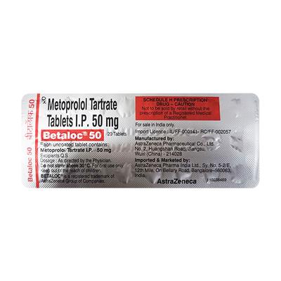 BETALOC 50 Tablet 20's - Hypertension-Bet