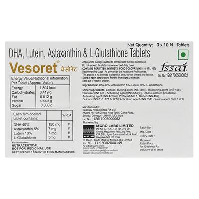 VESORET Tablet 10's Price, Uses, Side effects, Substitutes | Netmeds