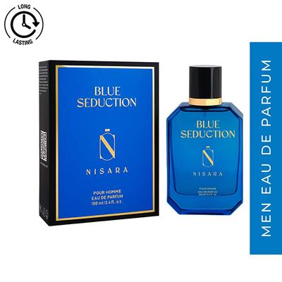 Nisara Blue Seduction Perfume Long Lasting Fragrance Aromatic Fougere Woody Eau De Parfum For Men 100 ml - Men Perfumes (Edt/Edp)