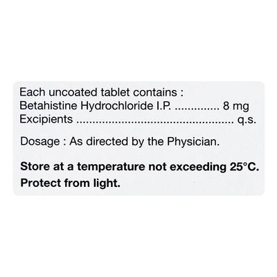 Vertin 8mg Tablet 15'S - Vertigo-Ant