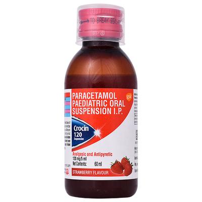 Crocin 120 Strawberry Flavour Suspension 60ml - Fever-Ana