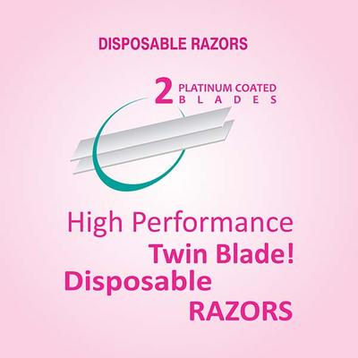 Vi-John Feather Touch Twin Blade Shaving Razors with Lubricating Aloe Vera Strip for Women 5's - Hair Removal Cream