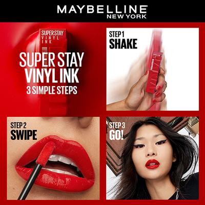 Maybelline New York Super Stay Vinyl Ink Liquid Lipstick, Peachy 4.2ml - Lipsticks