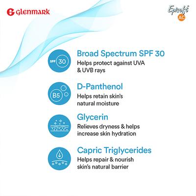 Glenmark Episoft AC Moisturizer with Sunscreen, SPF 30+ for Men and Women 125 gm - Day Cream