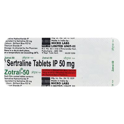 Zotral 50mg Tablet 10'S - Depression-Ant