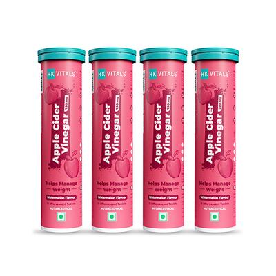 HK Vitals Apple Cider Vinegar 750mg, for Weight Management and Gut Health, Supports Digestion, No Added Sugar, Watermelon Flavour, 15 Effervescent Tablets 4's - Apple Cider Vinegar - Acv