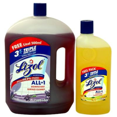 Lizol Disinfectant Surface & Floor Cleaner Liquid - Lavender 2 litre + FREE Lizol Disinfectant Surface & Floor Cleaner Liquid - Citrus 500 ml - Others
