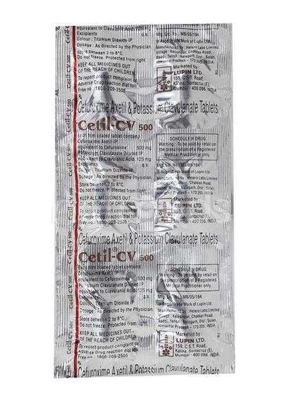 Cetil CV 500mg Tablet 6'S - Bacterial Infections-Cep