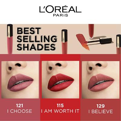 L'Oreal Paris Rouge Signature Matte Liquid Lipstick, 112 Achieve 7 ml - Lipsticks