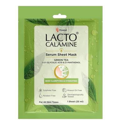 Lacto Calamine Green Tea Face Sheet Mask Instant Hydration Glycolic Acid and D-Panthenol 25 ml - Sheet Masks