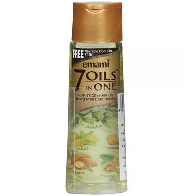 Emami 7 Oils In One Non-Sticky Hair Oil 100 ml (Free Navratna Cool Talc 18 g) - Hair Oils