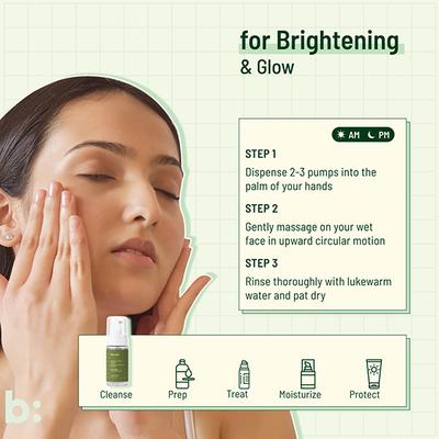 Biocule Ever Glow Foaming Face Wash For Glowing & Even Skin Tone, With Vitamin C, Sugarcane 100 ml - Face Wash & Cleansers