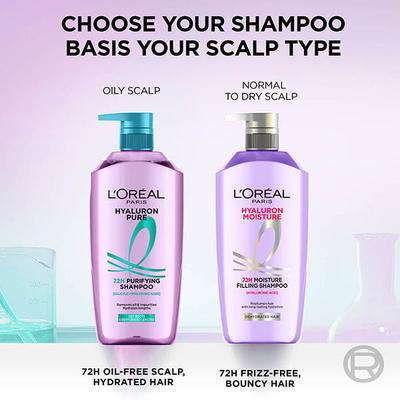 L'Oreal Paris Hyaluron Moisture 72H Moisture Filling Shampoo with Long lasting Hyaluronic Acid Dehydrated Hair 1000ml - Shampoos
