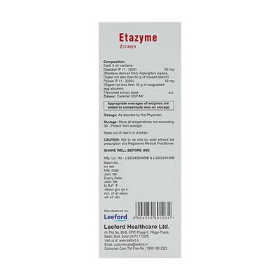Etazyme Pineapple Flavoured Syrup 200ml - Digestion-Dig