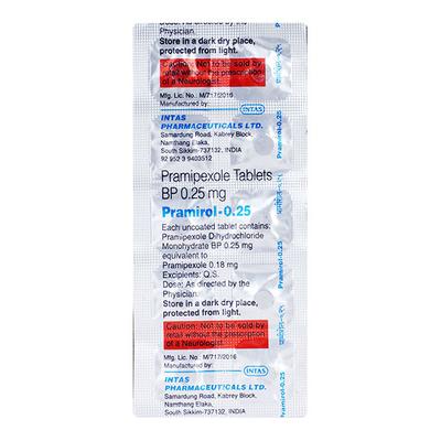 Pramirol 0.25mg Tablet 10'S - Parkinsonism-Apd