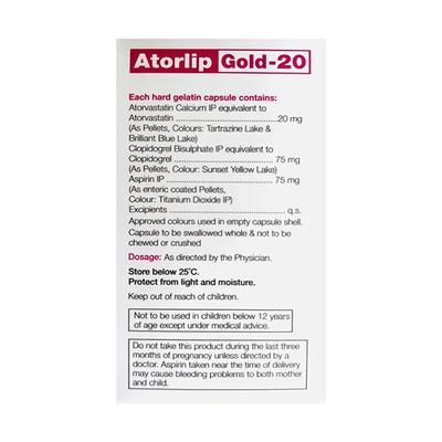 ATORLIP GOLD 20 Capsule 10's - High Cholesterol-Dys