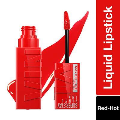 Maybelline New York Super Stay Vinyl Ink Liquid Lipstick, Red Hot 4.2 ml - Lipsticks