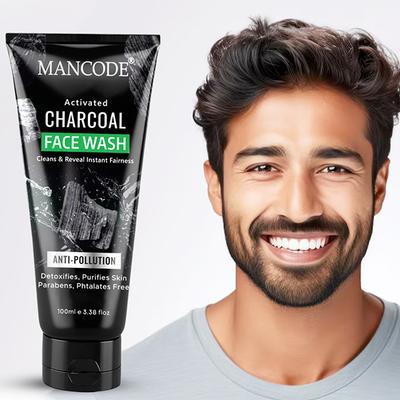 Mancode Activated Charcoal Face Wash for Men - Deep Cleansing & Detoxifying for Clear Skin 100 ml - Face Wash & Cleansers