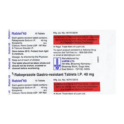 RABLET 40mg Tablet 15's - Ulcer/Reflux/Flatulence-Aaa