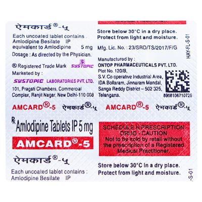 Amcard 5mg Tablet 7'S - Hypertension-Cal
