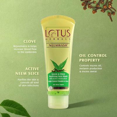 Lotus Herbals Neem Wash Neem & Clove Purifying Face Wash 150 gm - Face Washes