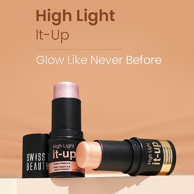 Swiss Beauty High Light It-Up Highlighter, with Vitamin E & Jojoba Complex 1-Pearl Glow 8 gm - Highlighters & Illuminators