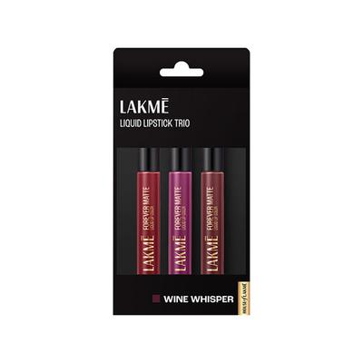 Lakme Liquid Lipstick Trio- Wine Whisper, Forever Matte, Light-Weight 3's - Liquid Lipsticks