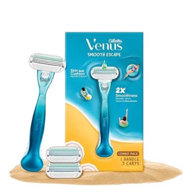 Gillette Venus Smooth Escape 2X Smoothness With A Touch OF Aloe Extracts Razor + 3 Cartridge (Combo Pack) - Hair Removal Accessories