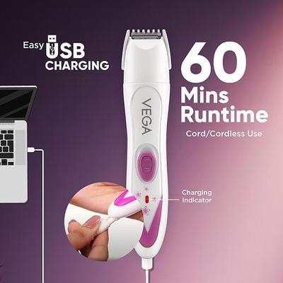 VEGA Feather Touch 4 In 1 Trimmer for Women, Eyebrows Nose Face & Bikini Area (VHBT-03) 1's - Shaving & Hair Removal
