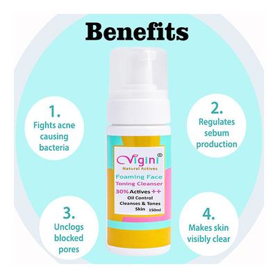 Vigini Natural Actives Foaming Face Toning Cleanser 150 ml - Face Wash & Cleansers