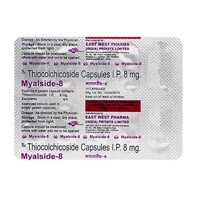 Myalside 8mg Capsule 10'S - Muscle Cramps/Spasticity-Mus