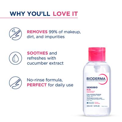 Bioderma Sensibio H2O Micellar Water Sensitive Skin Makeup Remover Pump Bottle 500 ml - Make Up Removers