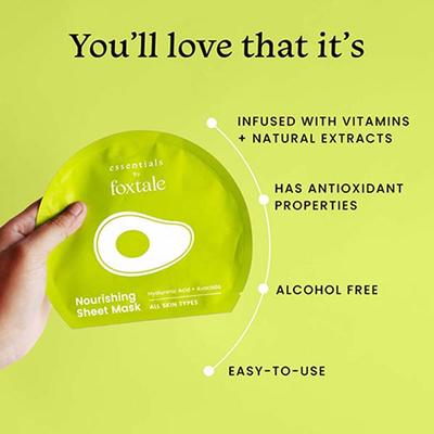 Foxtale Nourishing Sheet Mask with Hyaluronic Acid and Avocado 26 gm - Sheet Masks