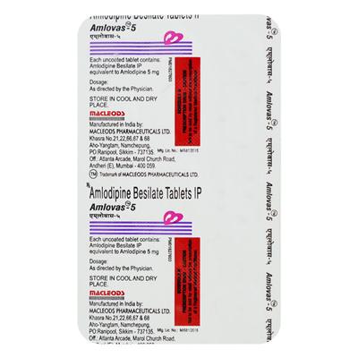 Amlovas 5mg Tablet 15'S - Hypertension-Cal