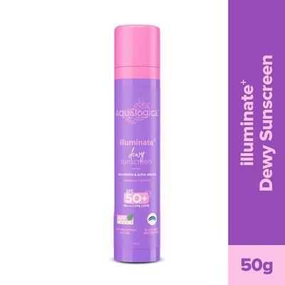 Aqualogica Illuminate + Dewy Lightweight Sunscreen Gel SPF 50+ PA++++ for Luminous & Hydrated Skin (50 g) - Face Sunscreen