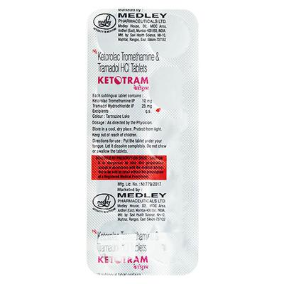 Ketotram 10/25mg Tablet 10'S - Pain relief-Nsa