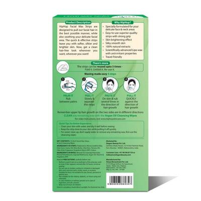 HipHop Skincare Facial Wax Strips for Normal to Sensitive Skin, Infused with Aloe Vera 10's - Hair Removal Accessories