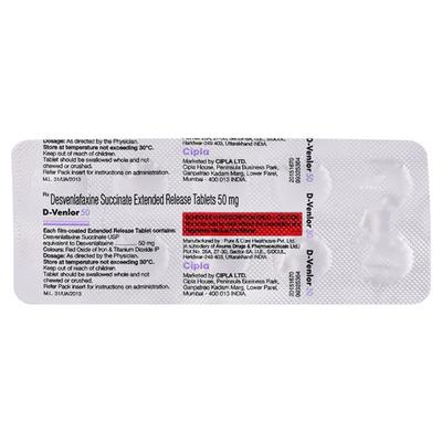 D Venlor 50mg Tablet 10'S - Depression-Ant