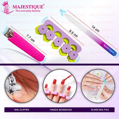 Majestique Multi Purpose Nail Kit with Glass Filer, Cutter and Toe Separator - Multicolor 1's - Cleansing Brushes