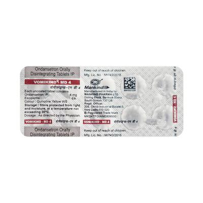 Vomikind MD 4mg Tablet 10'S - Vomitting/Emesis-Ant