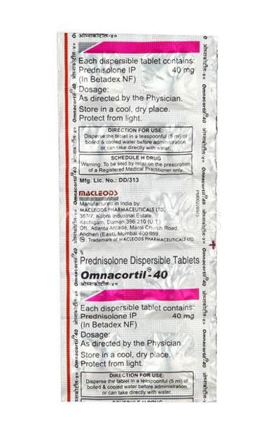 Omnacortil 40mg Tablet 10'S - Hormonal Therapy-Cor