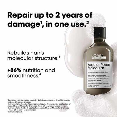 L'Oreal Professionnel Absolut Repair Molecular Sulfate-Free Deep Repairing Shampoo for Damaged Hair 300 ml - Shampoos