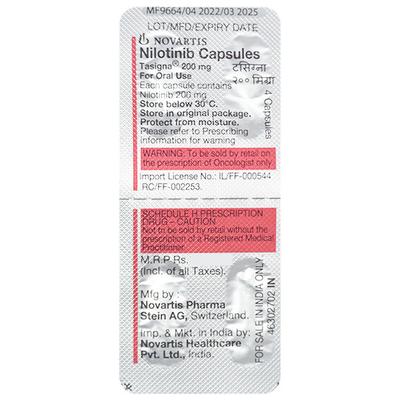 TASIGNA 200mg Capsule 4's - Cancer Oncology-Tar