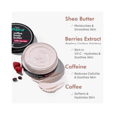 mCaffeine Coffee & Berries Body Butter with Shea Butter Deeply Moisturizes & Nourishes Dry Skin 100 gm - Body Butter