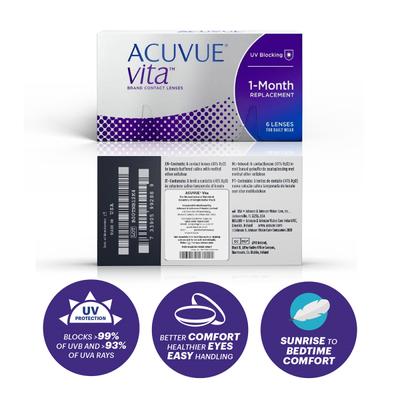 Acuvue Vita Monthly Disposable Contact Lenses - (-5.75 Power) Pack of 6's - Eyecare Lenses