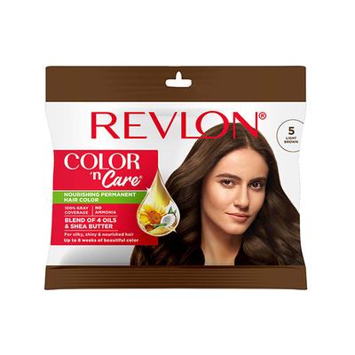 Revlon Color 'N Care Nourishing Permanent Hair Color - 5 Light Brown Sachet HAIR color cream 20g (when packed),Cream Developer 30ml (when packed) 1's - Crème