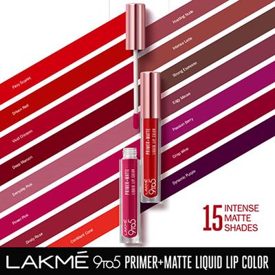 Lakme 9to5 Primer + Matte Liquid Lip Color MB1 Hustling Nude 4.2 ml - Primer