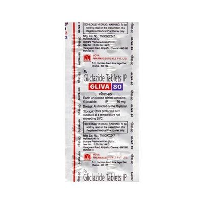 Gliva 80mg Tablet 10'S - Diabetes-Ant