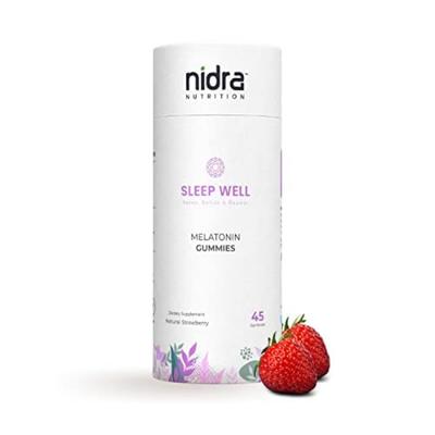 Nidra Nutrition Sleep Well Melatonin Gummies - Natural Strawberry (Pack of 3 x 45's) - Mental Health
