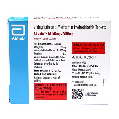 ABVIDA M 50/500mg Tablet 15's - Diabetes-Ant